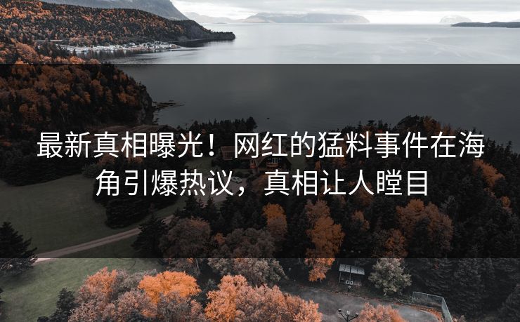 最新真相曝光！网红的猛料事件在海角引爆热议，真相让人瞠目