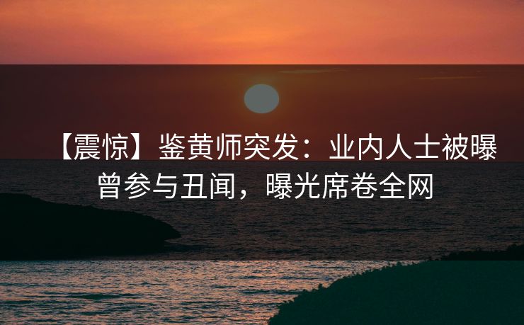 【震惊】鉴黄师突发：业内人士被曝曾参与丑闻，曝光席卷全网